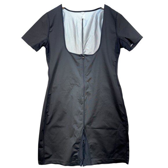 Womens Thermal Sweat Bodysuit Shapewear Size 3XL Black Short-Sleeve Compression - Picture 1 of 13